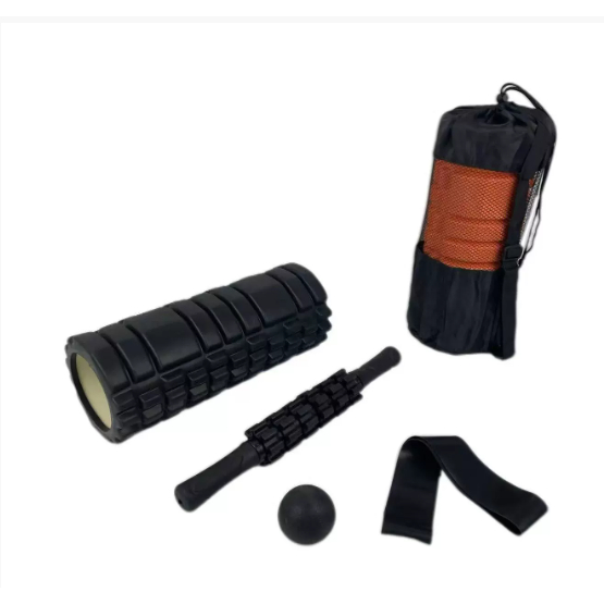 NINJA-MAX Kit Completo 5x1 Rolo De Massagem Miosfascial Vara Bola De Lacrosse Saco Elástico