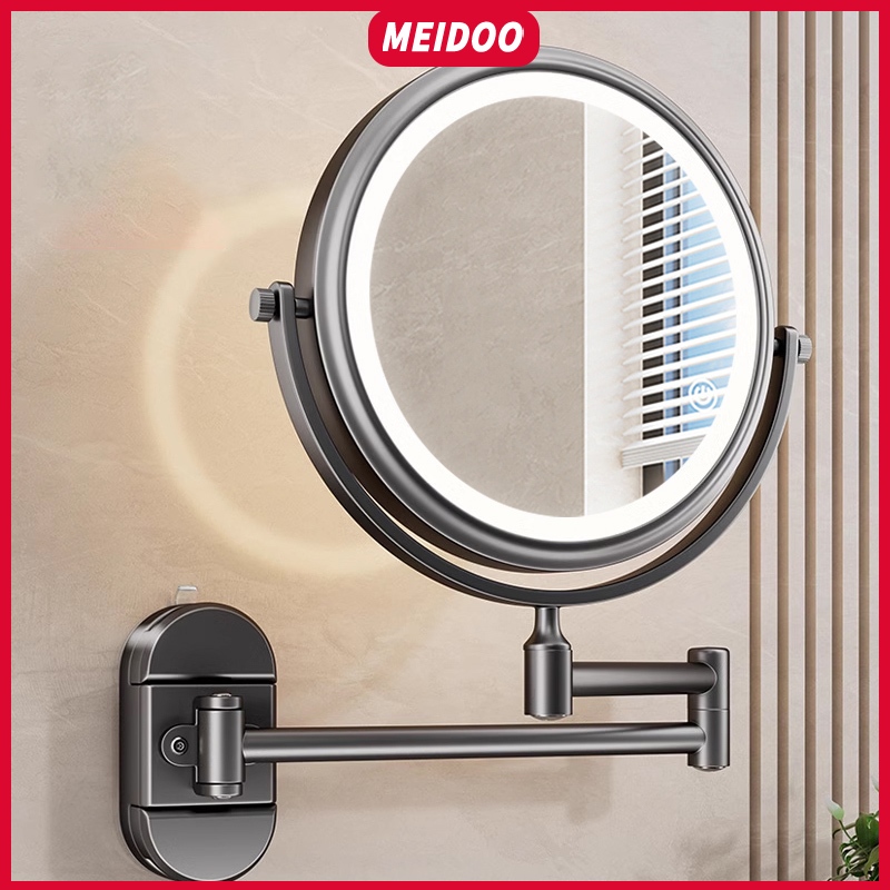 MEIDOO Espelho de maquiagem, espelho de banheiro, com luz, sem necessidade de perfuração em Oferta na Shopee