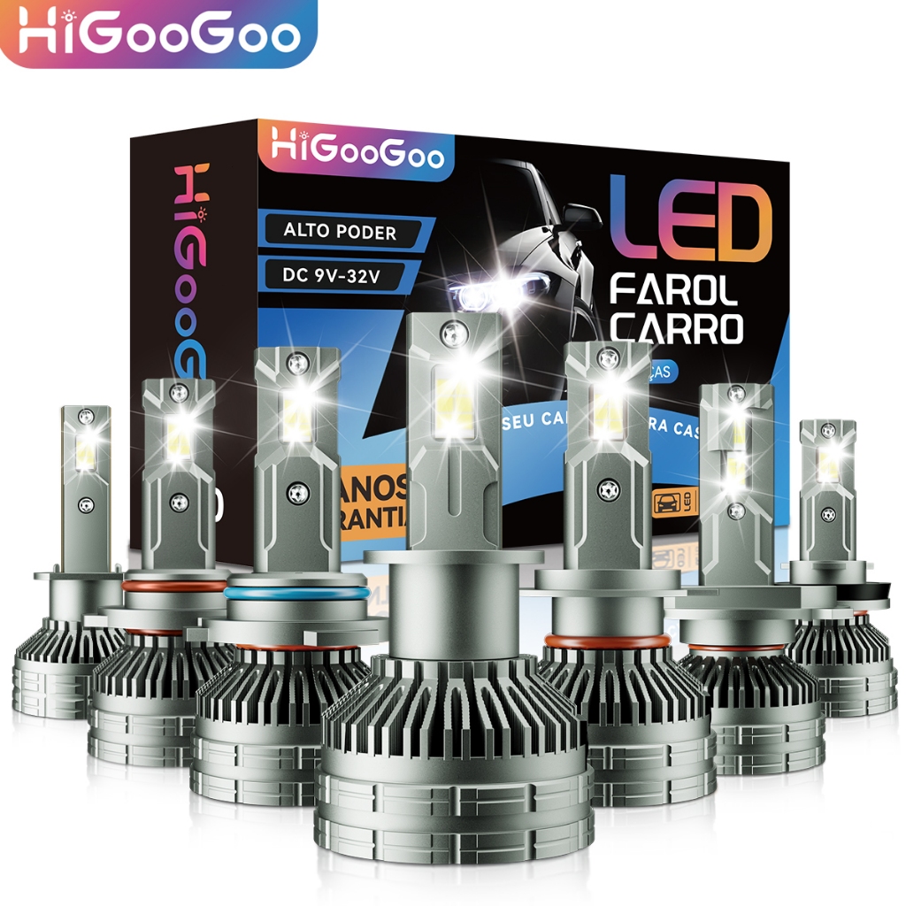 HiGooGoo Par G70 40000LM 200W LED Lâmpadas De Farol De Carro Alto Brilho Para H1 H3 H4 H7 H11 H27 9005 9006 6500K 9V-32V