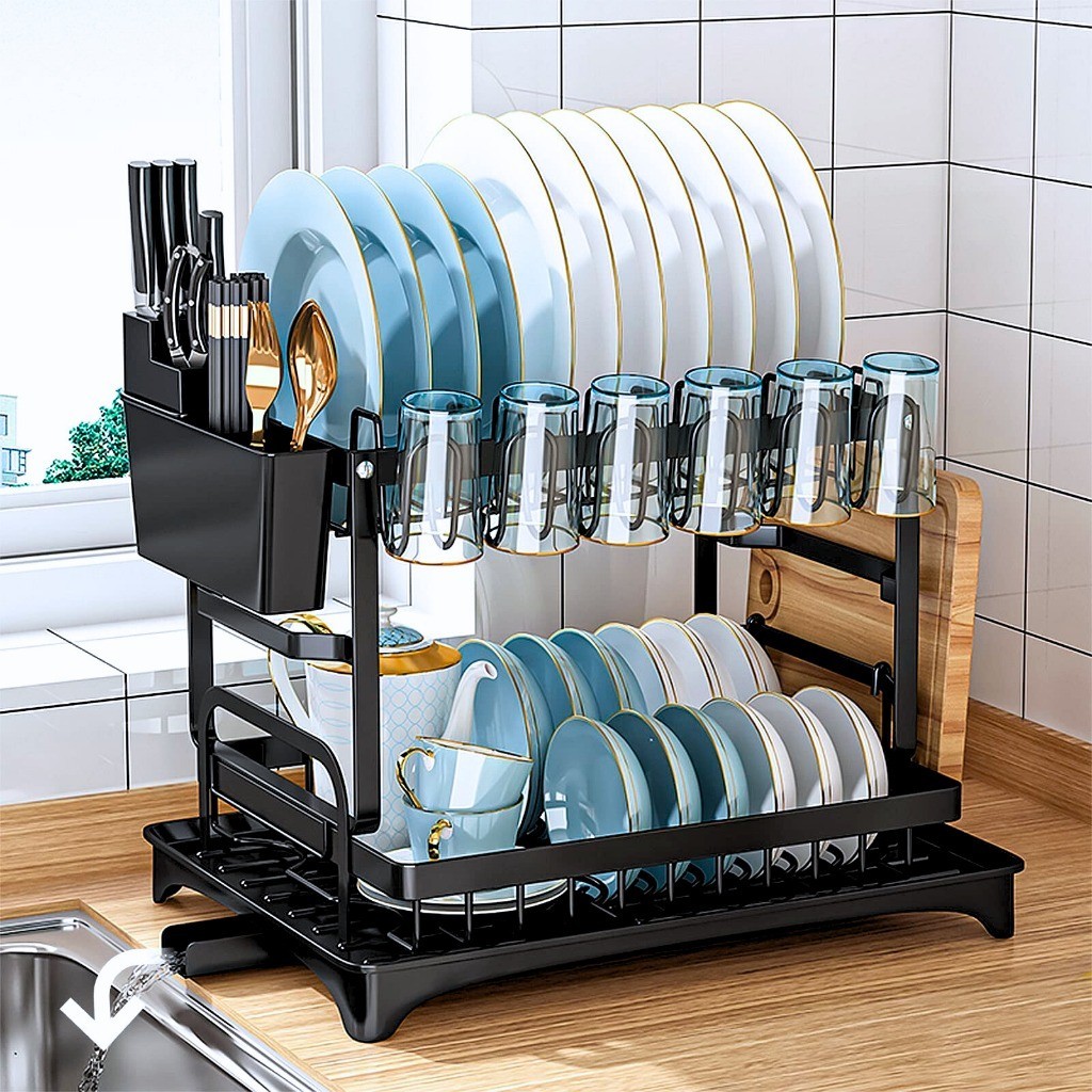 haosin Escorredor de Louça Organizador Pia de Pratos em Aço Carbono Inoxidável Inox Suporte para Talheres