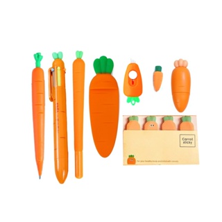 Conjunto De Papelaria De Cenoura 8 Em 1 Material Escolar Estético Engraçado Criativo em Oferta na Shopee