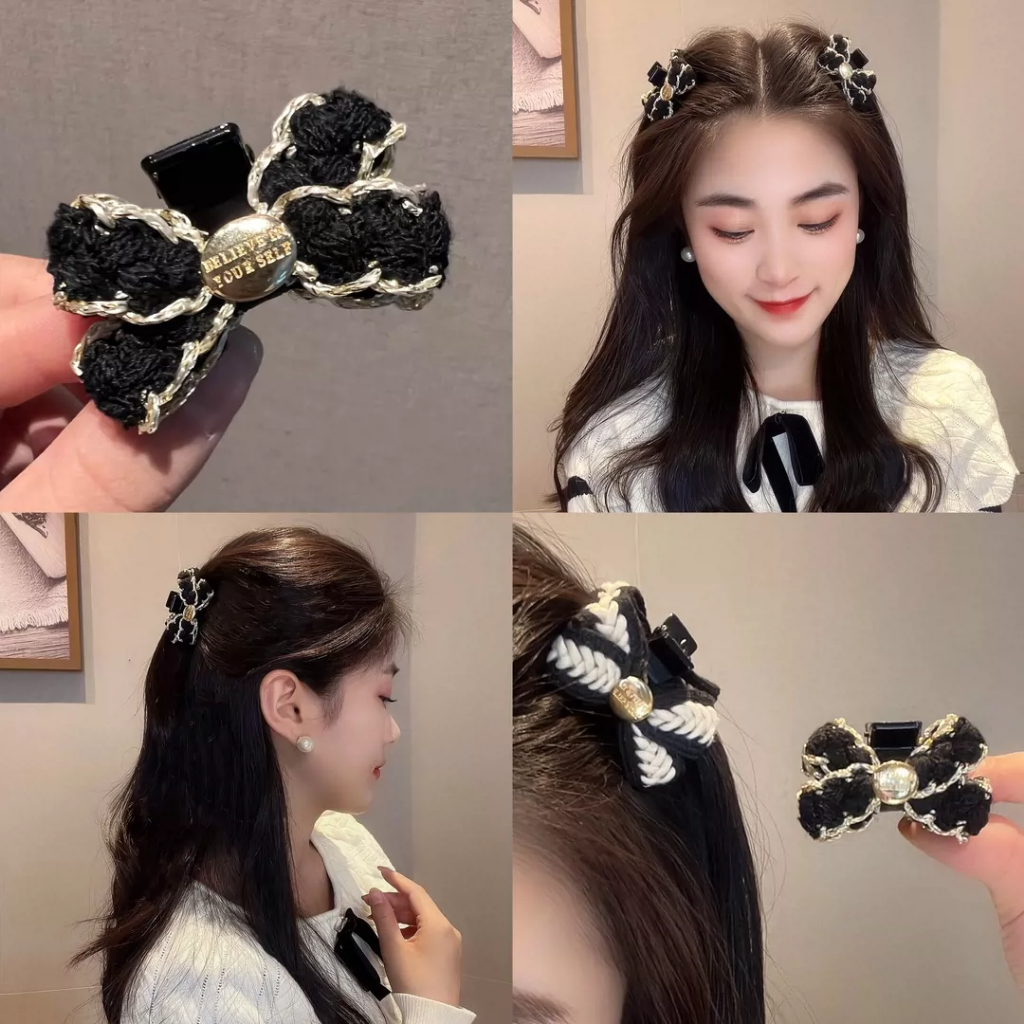 Grampo de cabelo francês de alta qualidade com franja de laço elegante