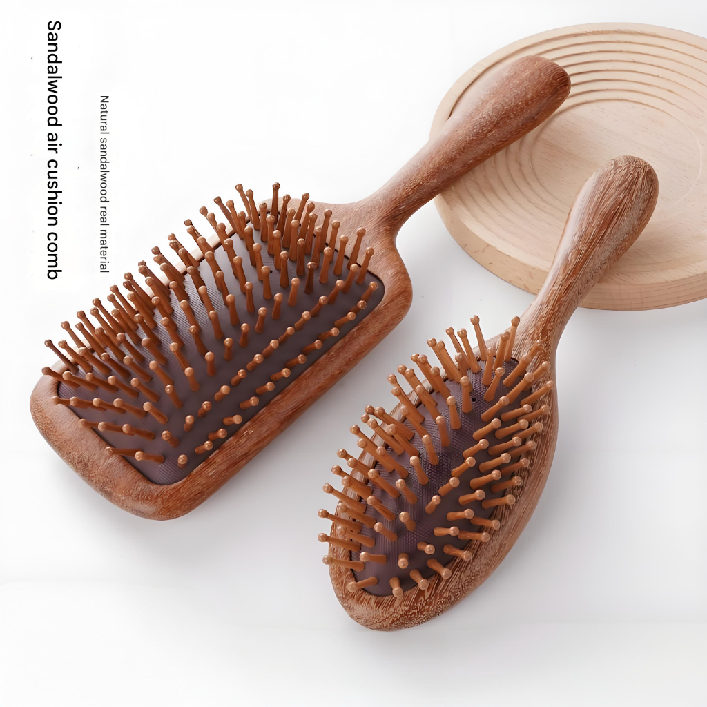 [Sandáliawood] Escova De Cabelo Air Bag Pente Cuidados Com Os Cabelos Grande Antiestático De Madeira Saudável Para Salão