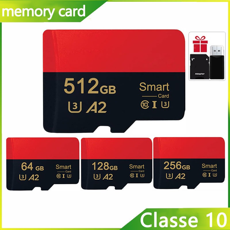 Mini cartão de memória SD/TF 1TB/512GB/256GB/128GB Classe 10 Cartão de memória Flash de alta velocidade