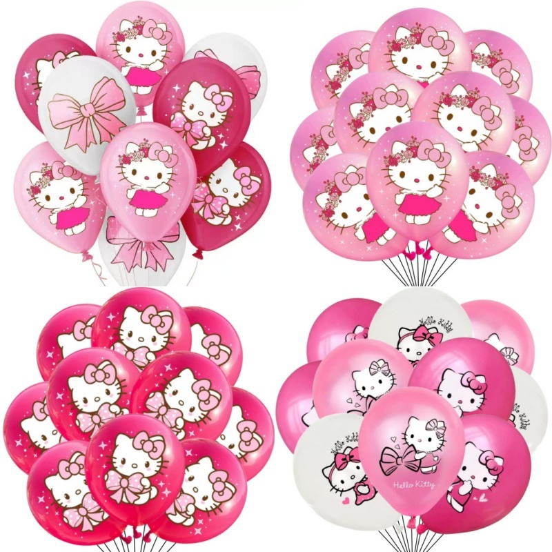 10 Pçs Dos Desenhos Animados Olá Kitty 12 Polegada Rosa Balões De Látex Conjunto Casamento Crianças Festa De Aniversário em Oferta na Shopee
