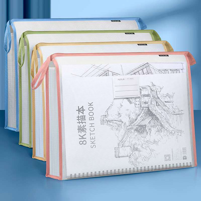 Transparente transparente engrossado EVA arte arquivo saco A3 8K tipo zíper saco de armazenamento portátil desenho papel