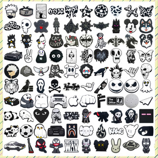 Quente 1 Pçs Preto E Branco Série Sapatos Encantos Acessórios Decorar Chinelos Sandálias …