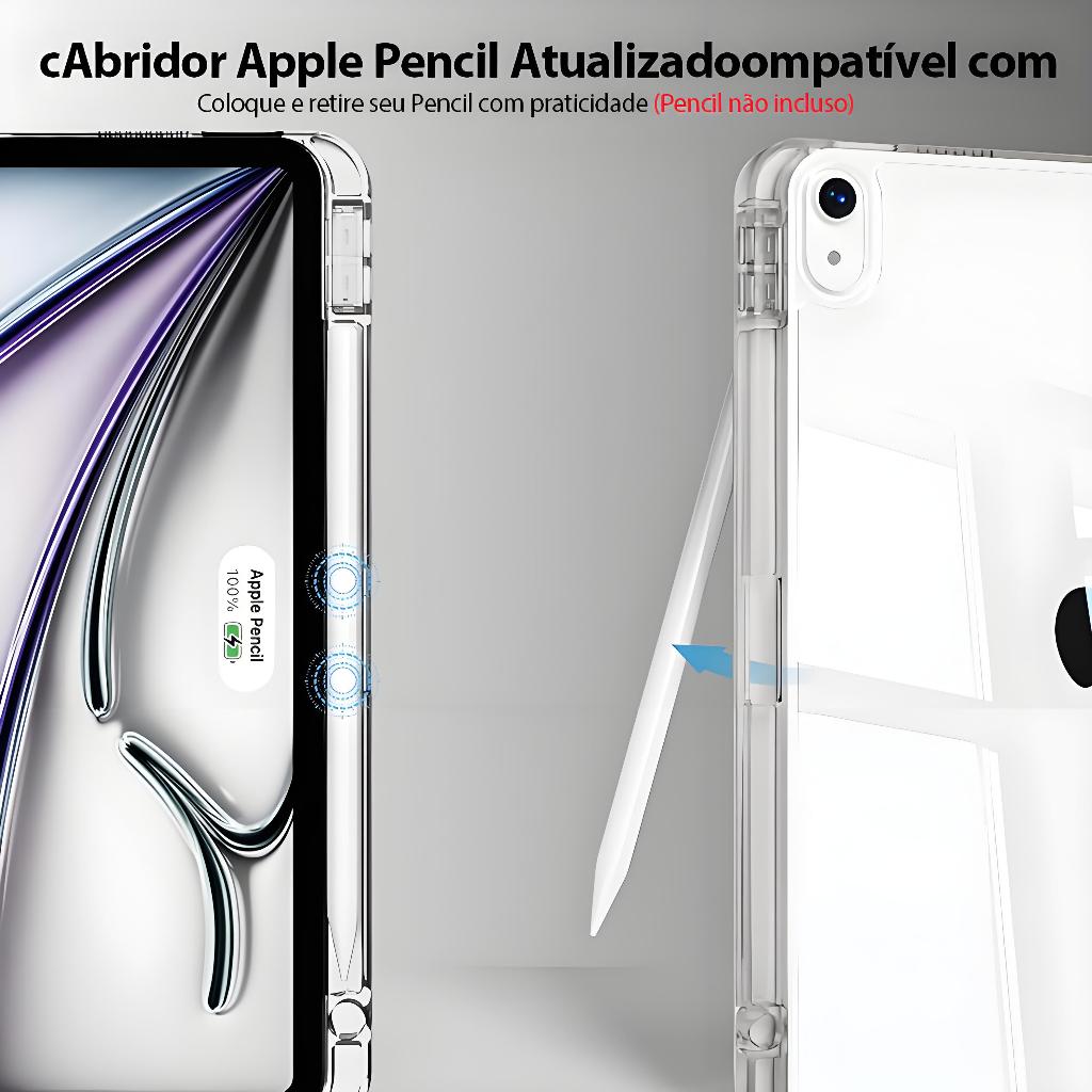 Capa Para iPad (A16) 11a Geração 11 Polegadas 2025 , 10a 10.9 2022 , Traseira Translúcida+ Caneta Touch