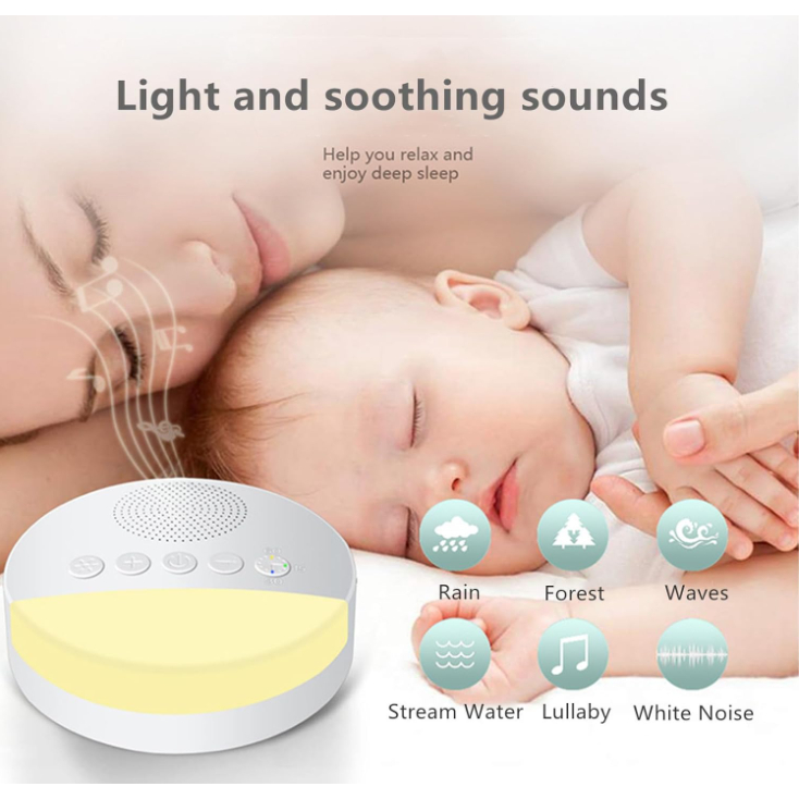 Aparelho Máquina de ruído branco Calmante Bebê Sono Relaxamento USB Recarregável luz noturna