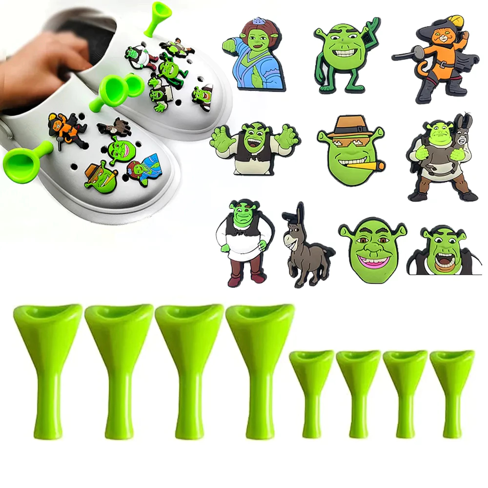 Novidade 1 Peça Shrek Decoração De Desenho Animado Charme Acessórios De Sapato Faça Você Mesmo Tamancos Sandálias Sapato