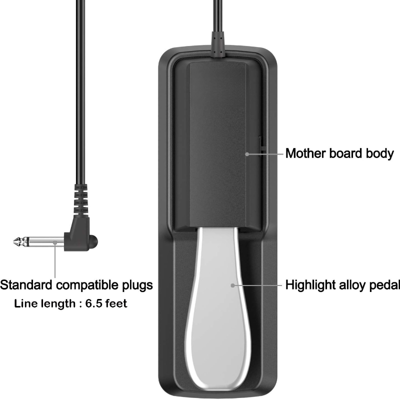 Pedal de sustain universal para teclado, adequado para a maioria dos pianos, com ótimo efeito