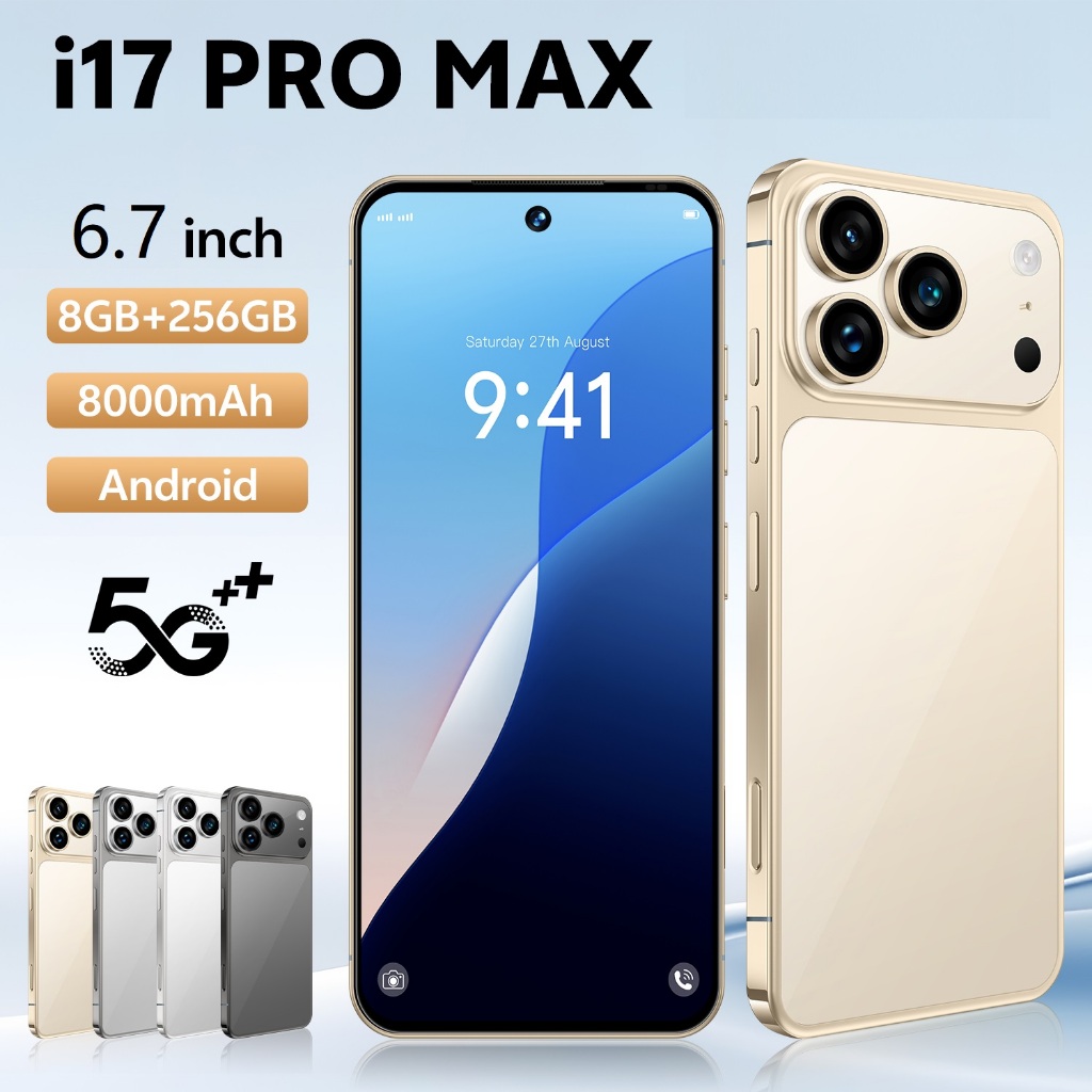 Imagem Alta Qualidade A17 Pro Max 4G/5G SmartPhone Tela De 6.7 Polegadas Memória 8GB RAM + 256GB ROM Bateria 8000mAh