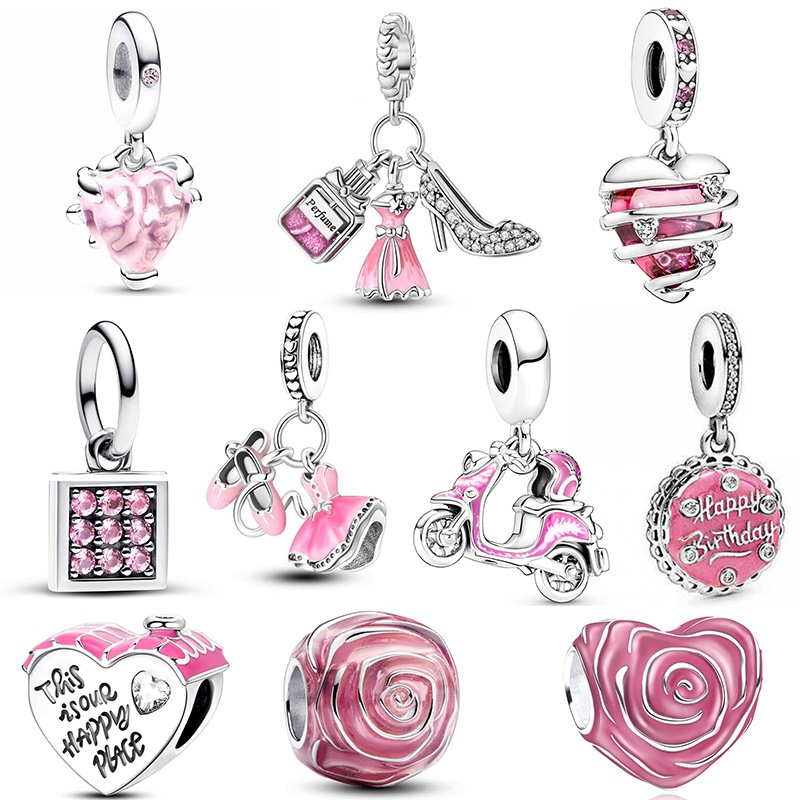 Charme Berloque Prata 925 Pingente Aço Inoxidável Jóias Contas DIY Lindo Presente Pulseira Colar Acessórios