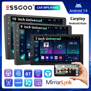 ESSGOO 2 din Carro Multimídia android 4g + 64g carplay player De 7 9 10 Polegadas em Oferta na Shopee