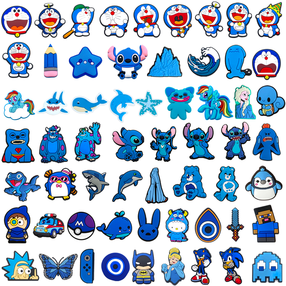 MEIDJ 1 Pcs Dos Desenhos Animados Azul anime Sapato Encantos Decrations Sandálias Fivela PVC Acessórios Botão