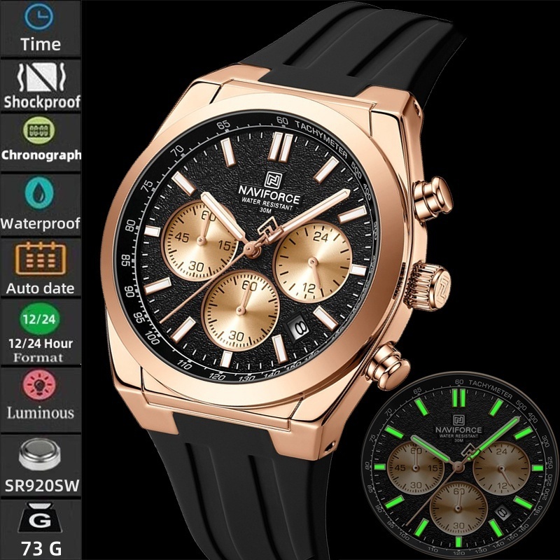 Naviforce Display Analógico Luminoso Quartzo À Prova Dwaterproof Água Cronógrafo Moda Pulseira De Silicone Mostrador De em Oferta na Shopee