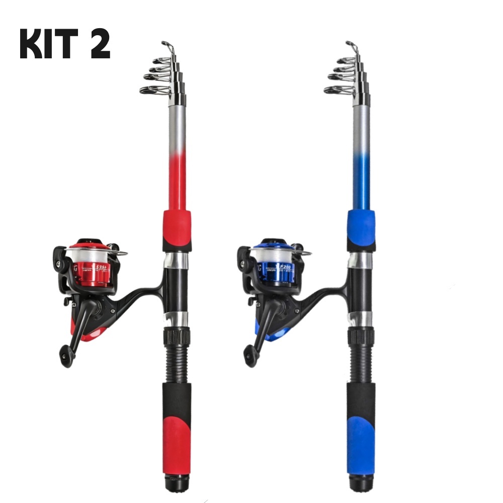 Vara De Pesca Completa De 1.8M + Carretel De Arrasto Máximo De 10Kg , Resistente E Dur