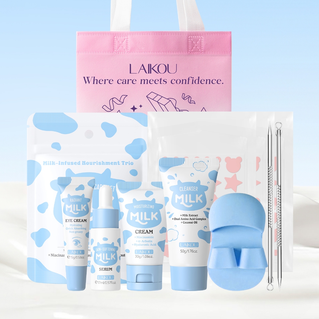 LAIKOU Ultimate Milk Skincare & Blackhead Care Gift Set Pele Transparente E Brilhante-Kit Completo De Ferramentas Para C