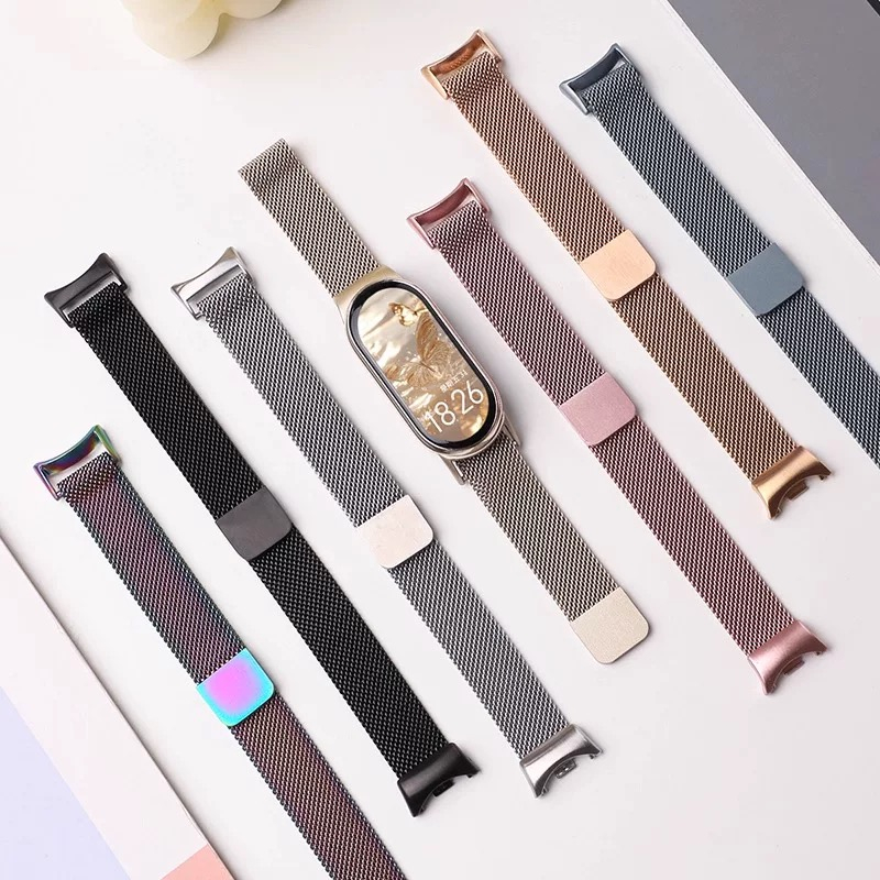 Pulseira Milanesa De Aço Inoxidável Para Xiaomi Mi band 10 9 8 7 6 5 4 3 em Oferta na Shopee