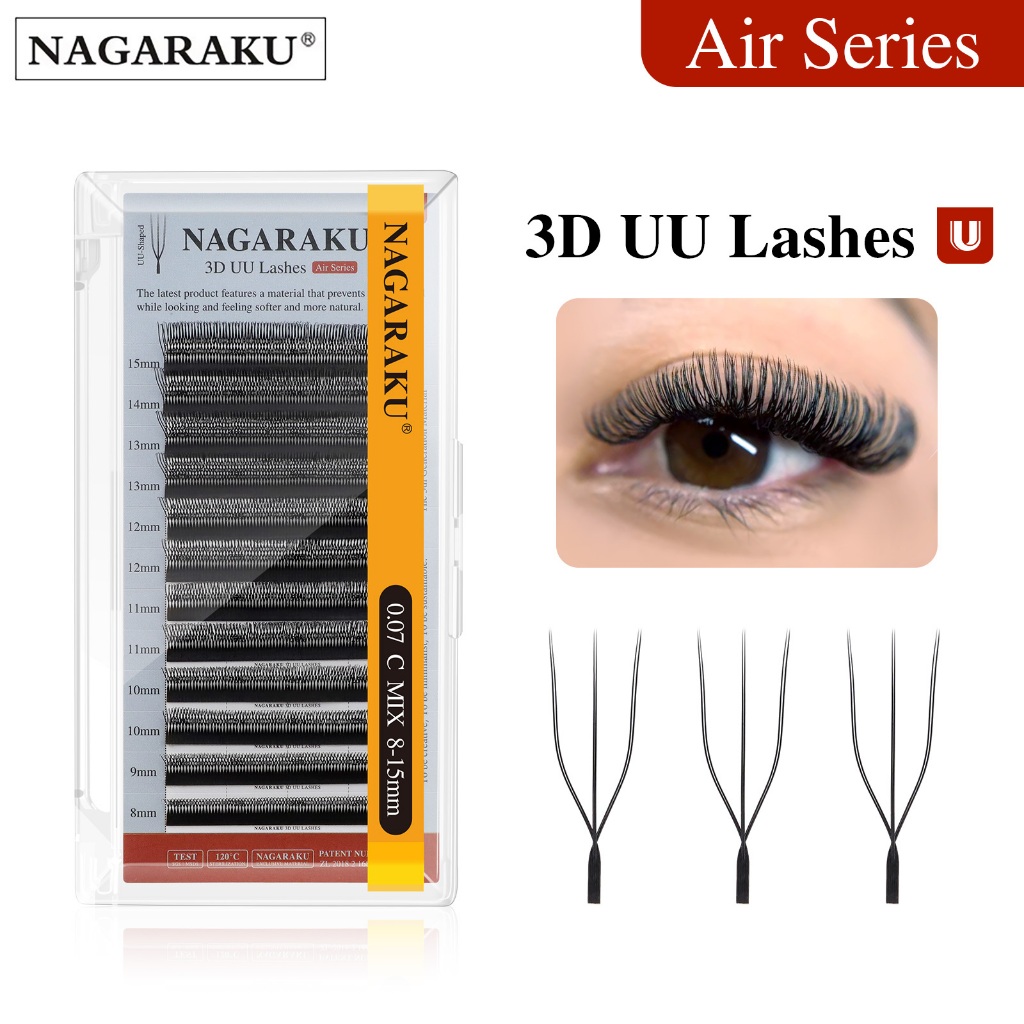 NAGARAKU Air Series 3D UU Forma Extensões De Cílios Pontas Divididas Postiços em Oferta na Shopee