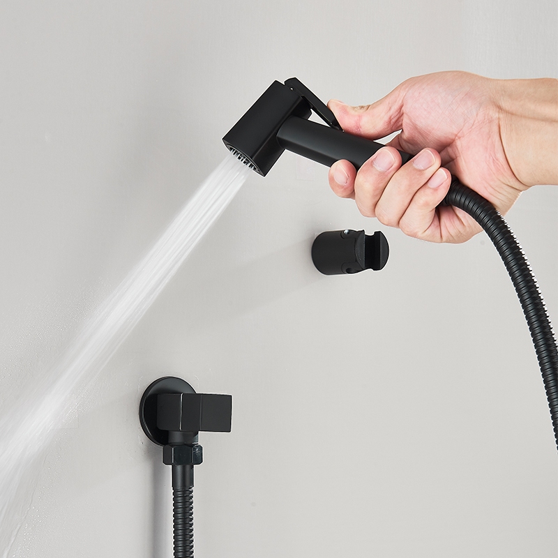 Chuveiro Higiênico Quadrado Luxo Cromado/Preto