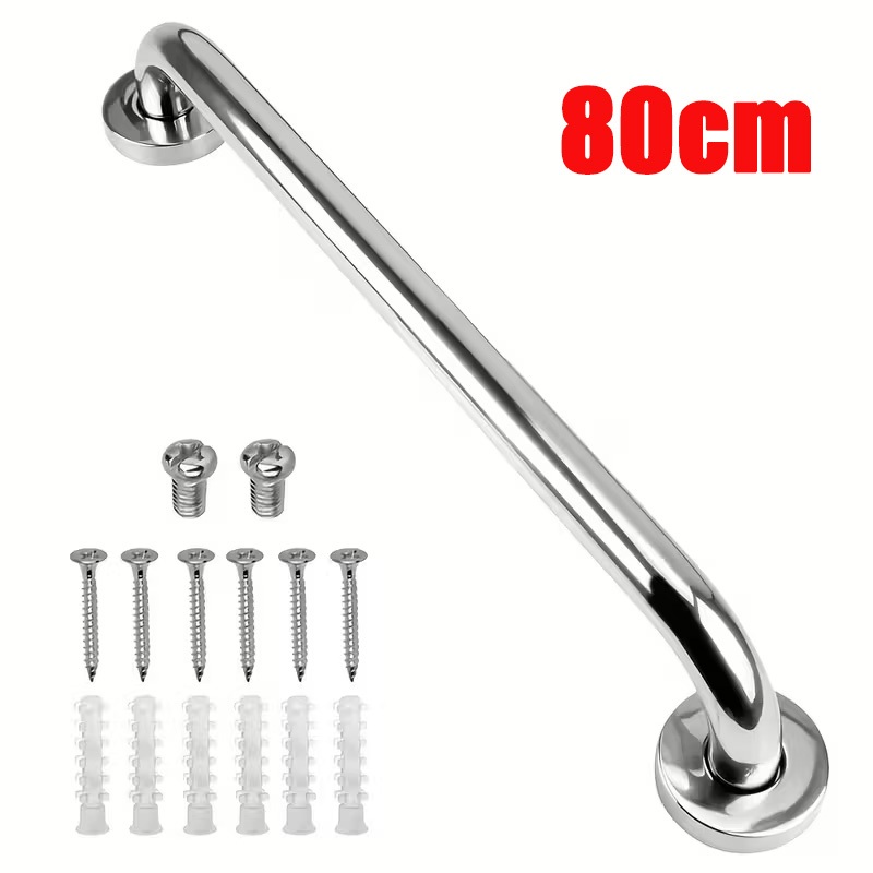Alça de Apoio Inox Barra 80cm Acessibilidade Segurança Idoso Banheiro Box Parede Corrimao Suporte Anti Queda