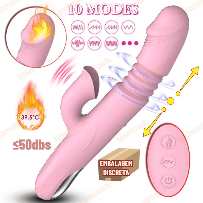 Vibrador Ponto G Luxo função de Telescópico Funciona vai e vem 10 modos de vibração