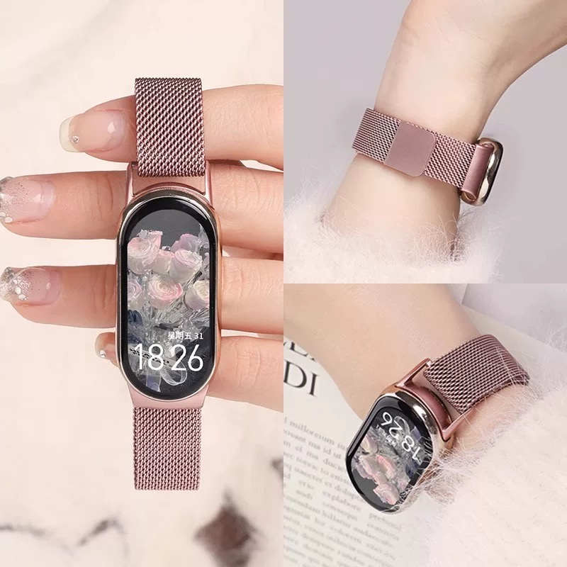 Pulseira Milanese Aço Inox Para Relógio Xiaomi Mi Band 7 6 5 4 3