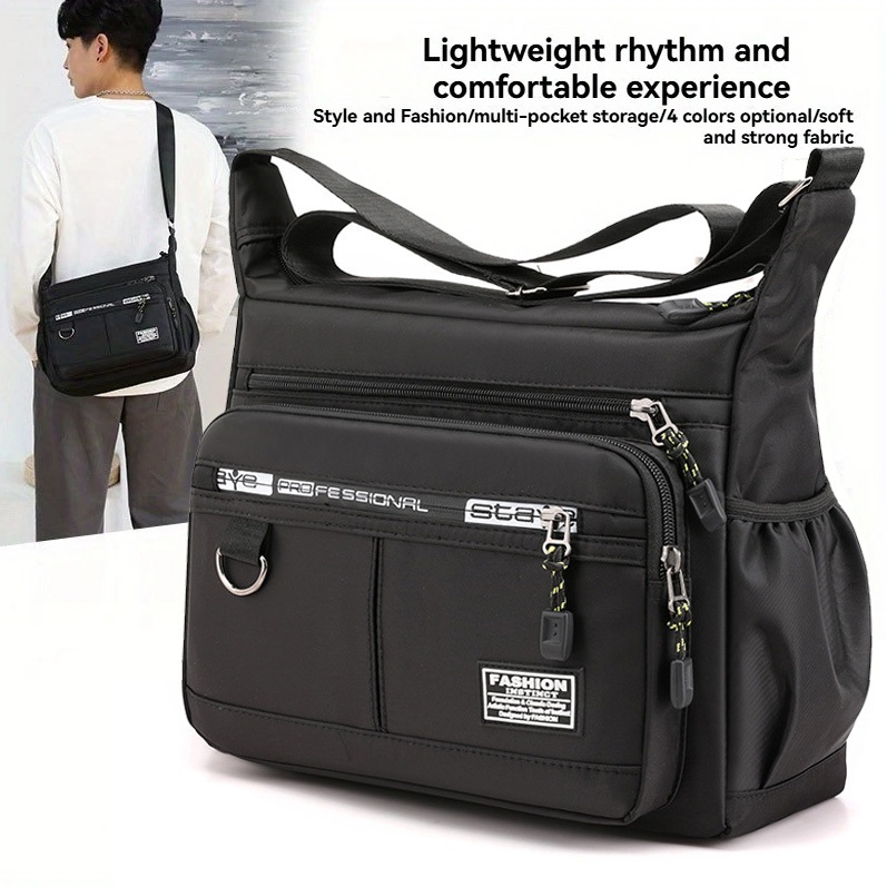 Grande capacidade bolsa de ombro mochila resistente impermeável Nylon saco de masculino crossbody em Oferta na Shopee