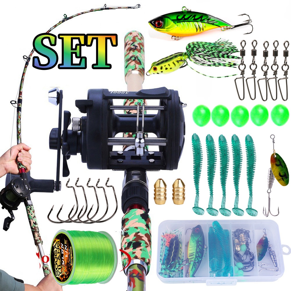 Sougayilang 20KG 1.65m 2.1m Vara De Pesca Carretel Linha Isca Gancho Conjunto Completo Mão Esquerda/Direita De Metal