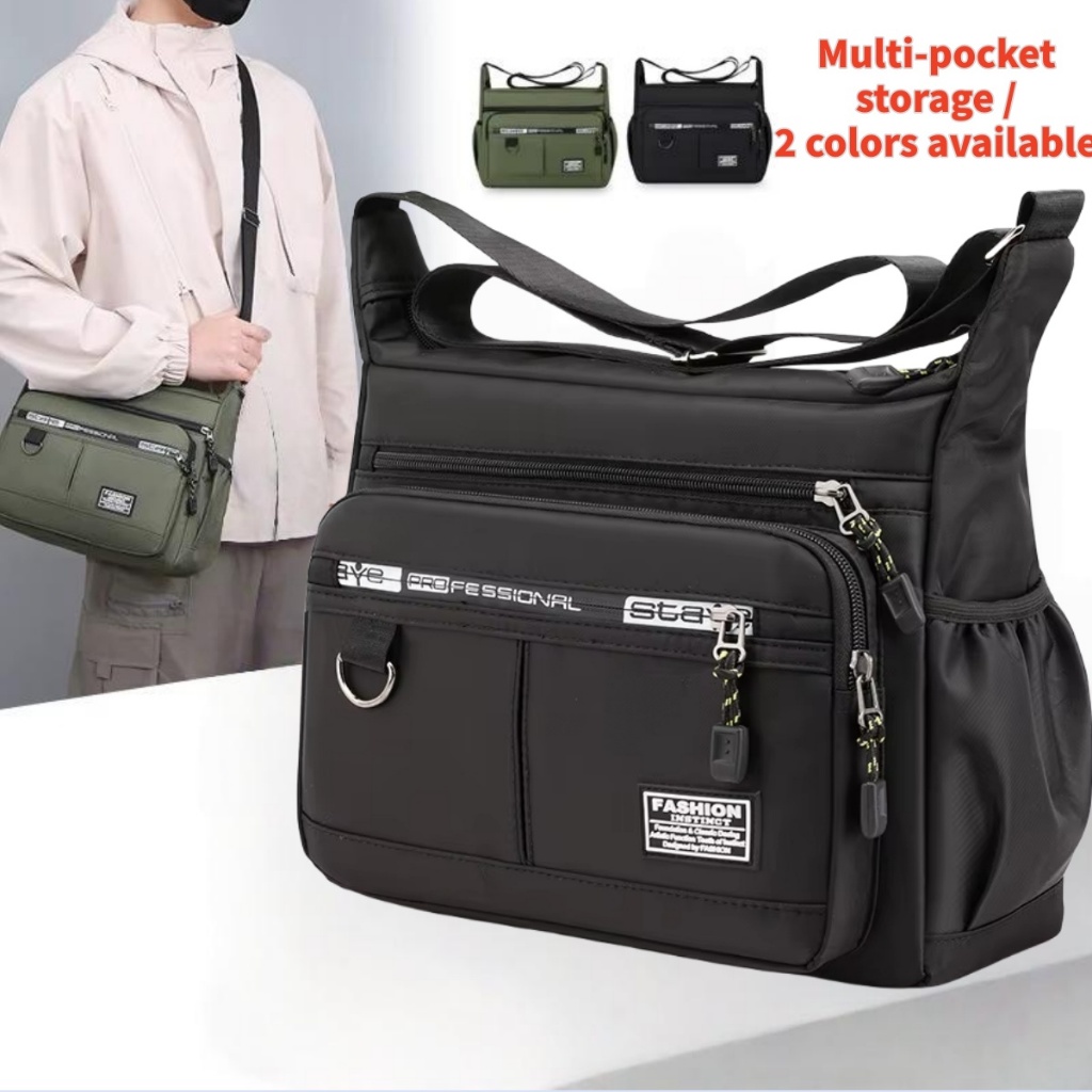 Grande capacidade bolsa de ombro mochila resistente impermeável Nylon saco de crossbody em Oferta na Shopee
