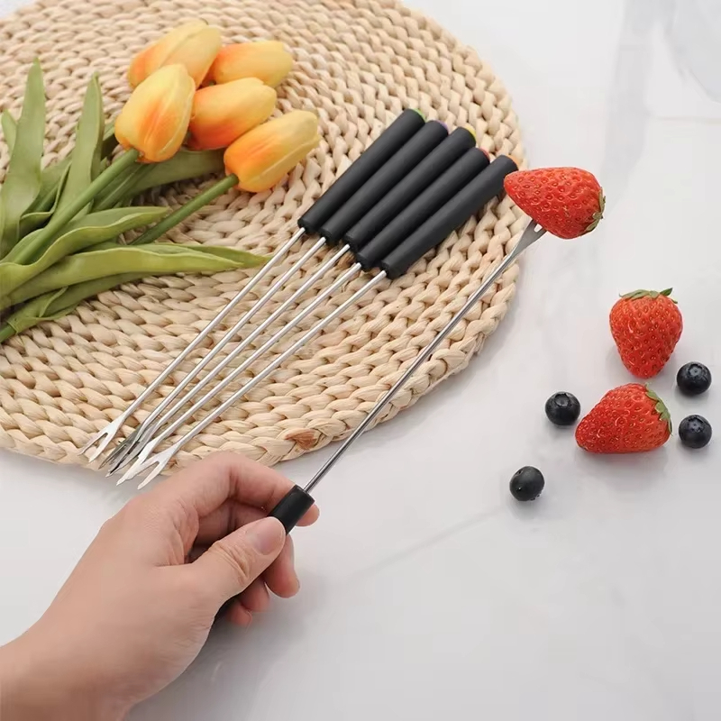 Kit De 6 Garfos Para Fondue De Aço Inoxidável , Lanches , Queijo , Aperitivos , Chocolate