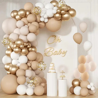 Kit 150 Balões Bege + Branco + Dourado N°5 e 9 Metalizado - Balão Bexiga Liso/Cromado Para Festas em Oferta na Shopee