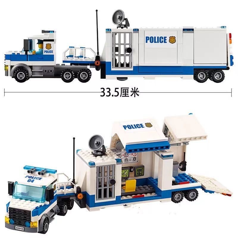 Compatível com blocos de construção Lego City Helicóptero de alta velocidade Chase Command Center Truck RV Veículo Off-R