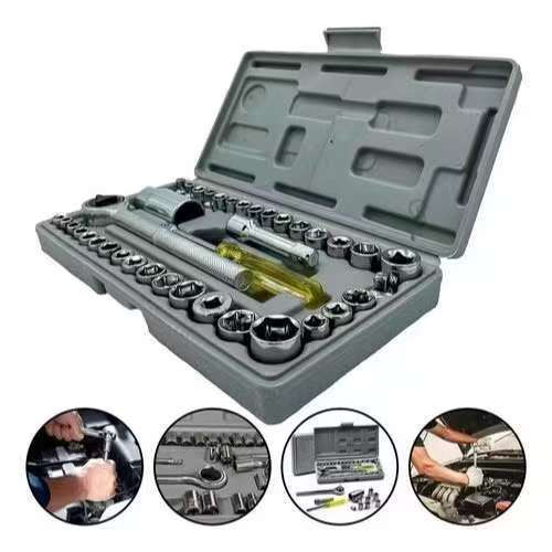 Kit Ferramentas 40 Peças: Soquete, Chave Catraca Dupla Face, Completo para Carros e Motos em Oferta na Shopee