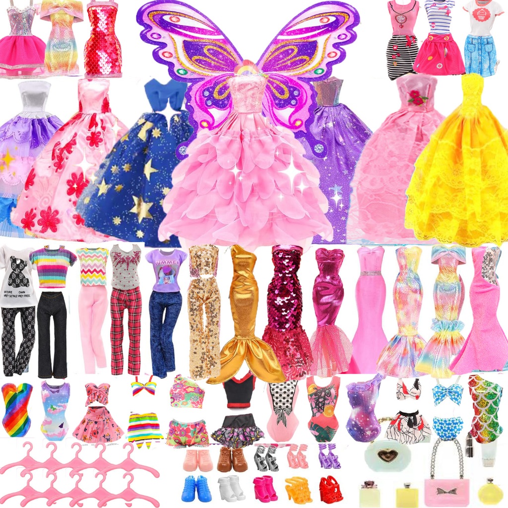 49 Peças Roupas E Acessórios Para Bonecas 3 Vestidos De Casamento Sereia 5 Tops Calças 5 Da Moda 5 Maiôs Biquíni 10 Cabi em Oferta na Shopee