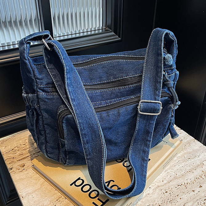 Bolsa feminina novo estilo bolsa de ombro grande capacidade bolsa de lona jeans