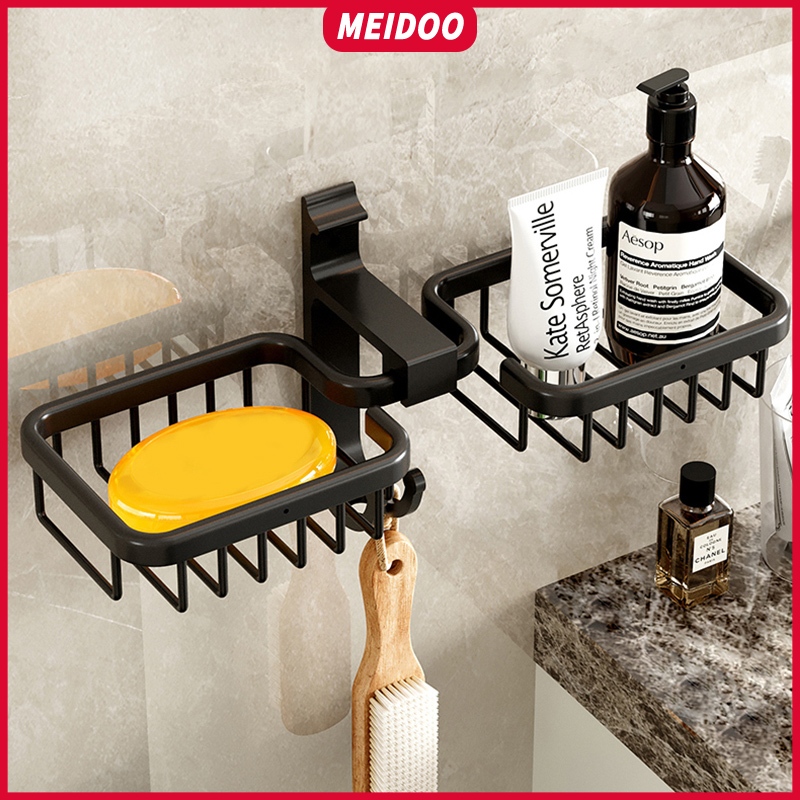 MEIDOO Porta-sabonete de alumínio, saboneteira de banheiro, não requer perfuração, à prova d'água em Oferta na Shopee