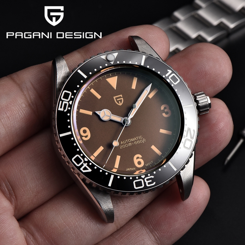 PAGANI DESIGN Retro Mergulho Automático Relógios Masculinos Japão NH35A Mecânico Completo Luminoso Aço Inoxidável 20Bar