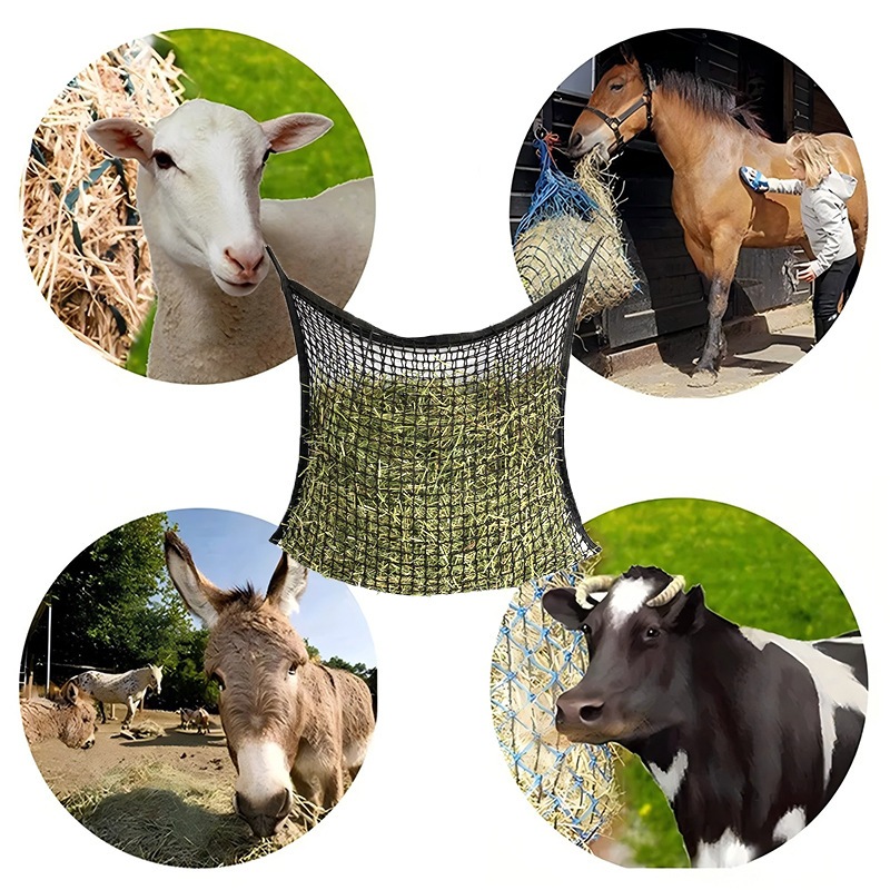  Alimentador lento de feno para cavalos, vacas, burros, cabras, bodes e ovelhas. Saco de alimentação de feno para