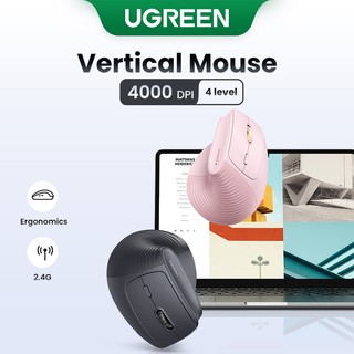 UGREEN Vertical 4000DPI 2.4G Ergonômico Sem Fio Silencioso Clique Mouse 4 Velocidades Ajustável 10M Transmissão Estável