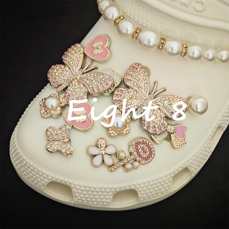 3D Cristal Borboleta Sapato Decoração Encantos E Correntes Diamante Guitarra Ela Fivela Tamanco Acessórios Resina DIY Bo em Oferta na Shopee