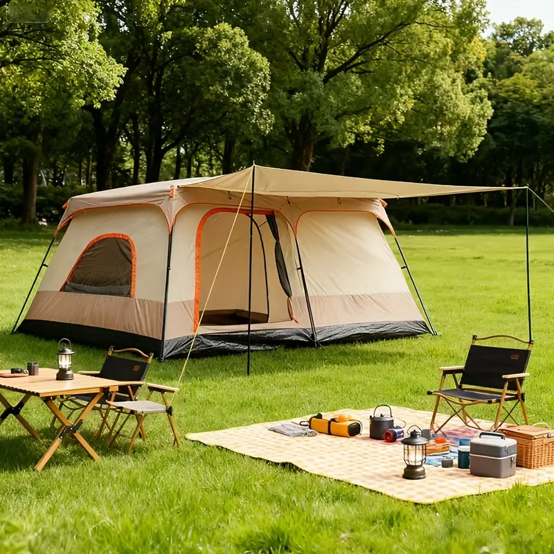 Barraca de Acampamento 6-8 Pessoas Impermeavel Barraca Camping Familiar Grande 380*260*195cm barraca de Praia