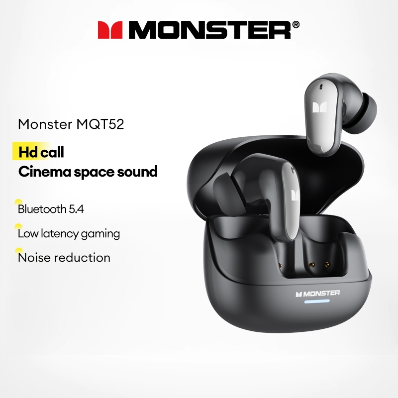 Monster MQT52 Fone De Ouvido Intra-Auricular Sem Fio Bluetooth Com Redução De Ruído De Longa Duração Da Bateria em Oferta na Shopee