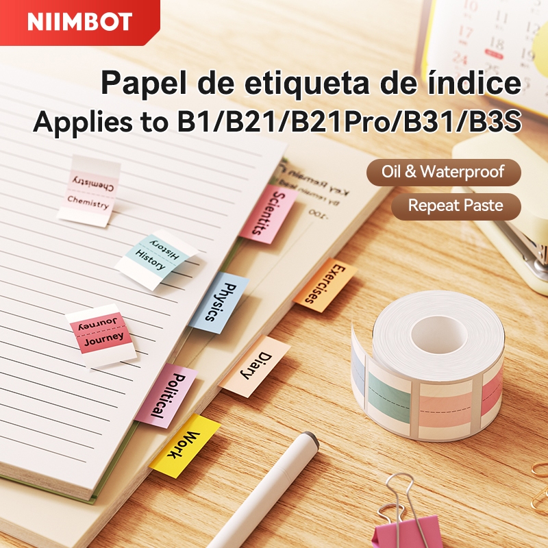 NIIMBOT B21/B1/B21Pro/B31/B3S Etiqueta De Papel De Etiquetas De Índice Marcador De Livros , À Prova D'água em Oferta na Shopee
