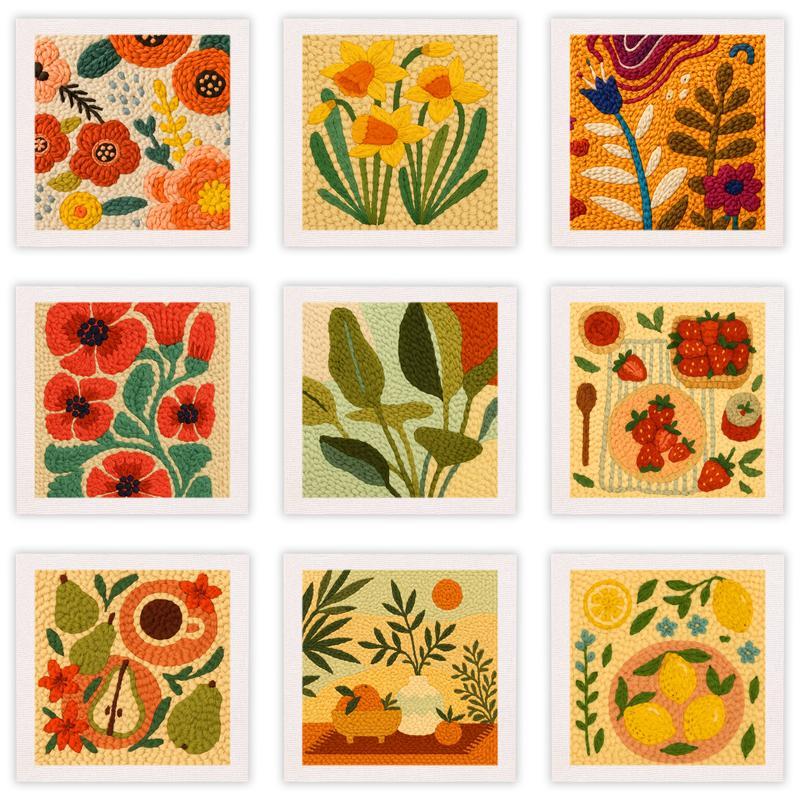 Kit De Plantas DIY De 25 Polegadas 25 Cm Costura Agulha De Perfuração Artesanato Padrão Impresso Arte De Decoração De Sa em Oferta na Shopee