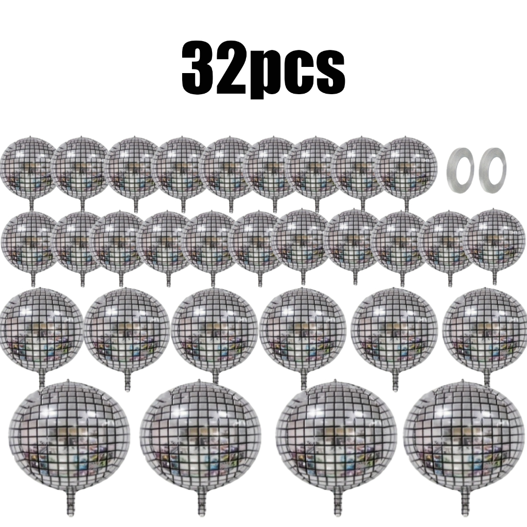 Kit C/32 Balão Metalizado Espelhado 22"/18/10 Polegadas  Discoteca Globo Decoração Festa Balada em Oferta na Shopee