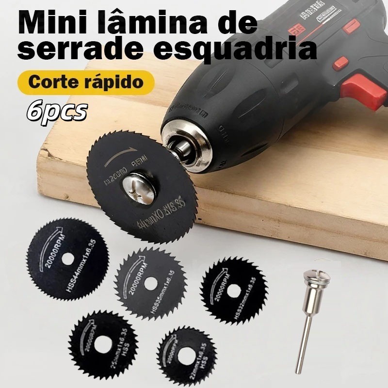6 Peças Mini Disco De Serra Circular Corte Micro Retífica Para Furadeira Em PVC Madeira E