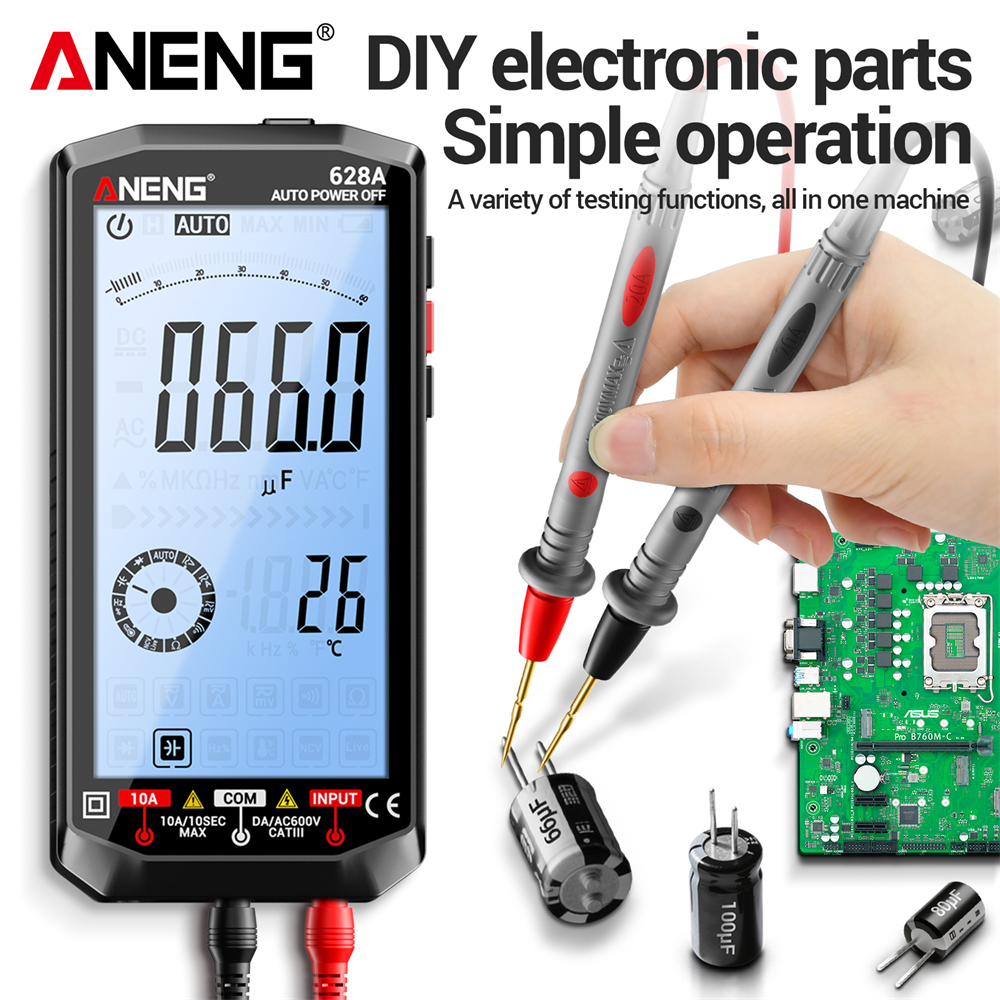 ANENG 628A Multímetro Digital 6000 Contagens Volt Amp Ohm Medidor Portátil Tipo-C Recarregável Para Reparo DIY