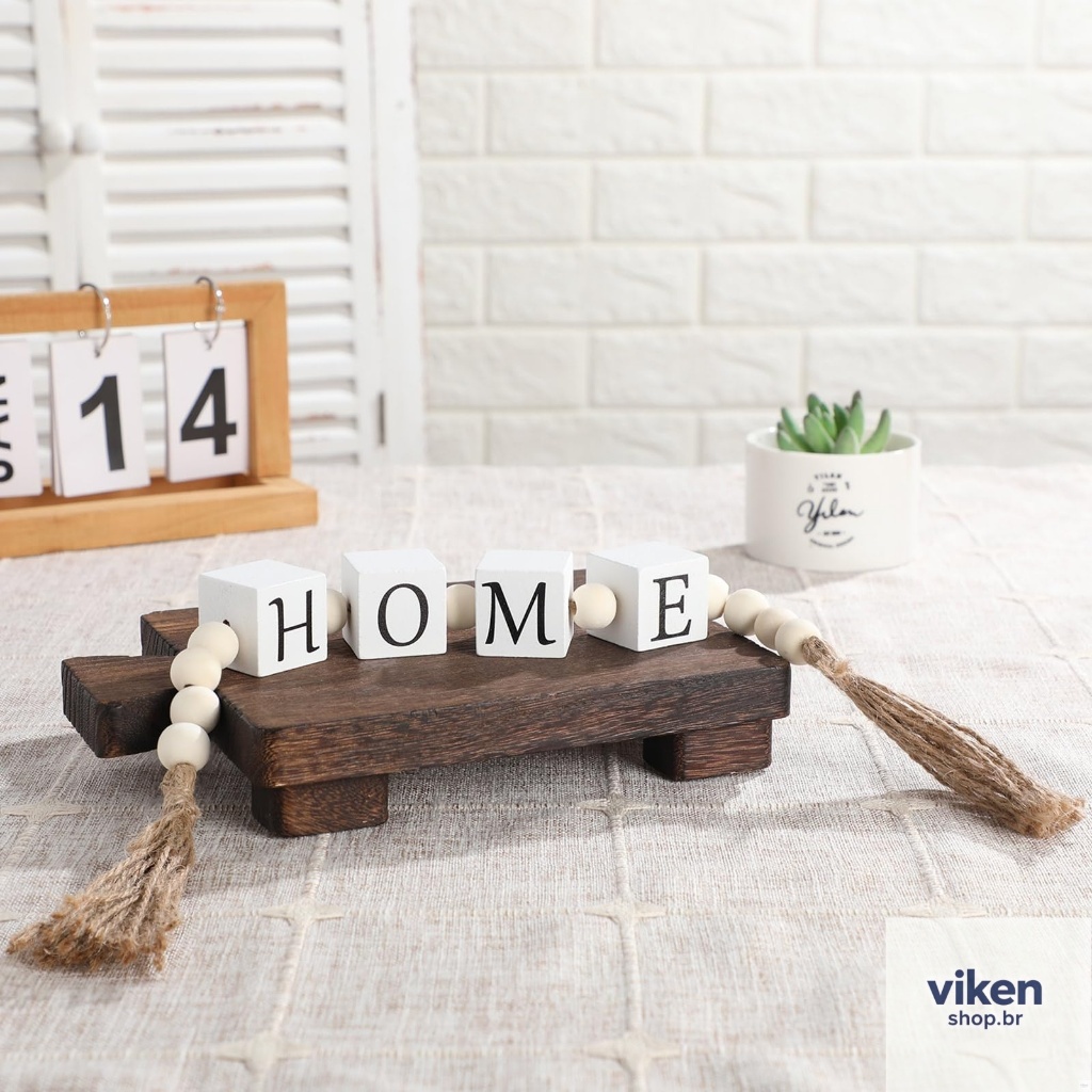Colar de Mesa Decorativo em Madeira Bege Minimalista Rústico e Sofisticado 65cm LOVE/HOME em Oferta na Shopee